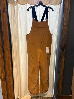 Volcom Brown Caramel Utility Bib Overalls with Black Straps